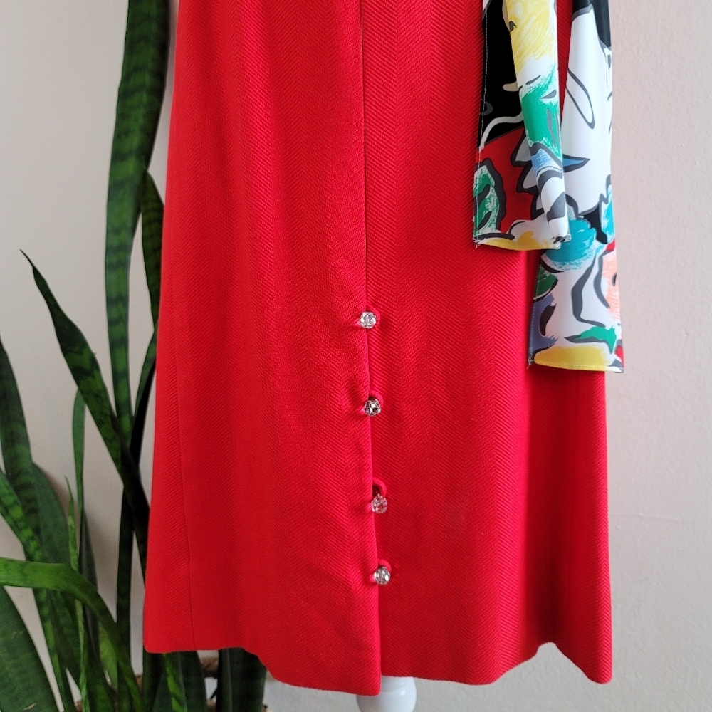 VTG 60s Mod Tangerine Disco Ball Dress - Picture 3 of 16